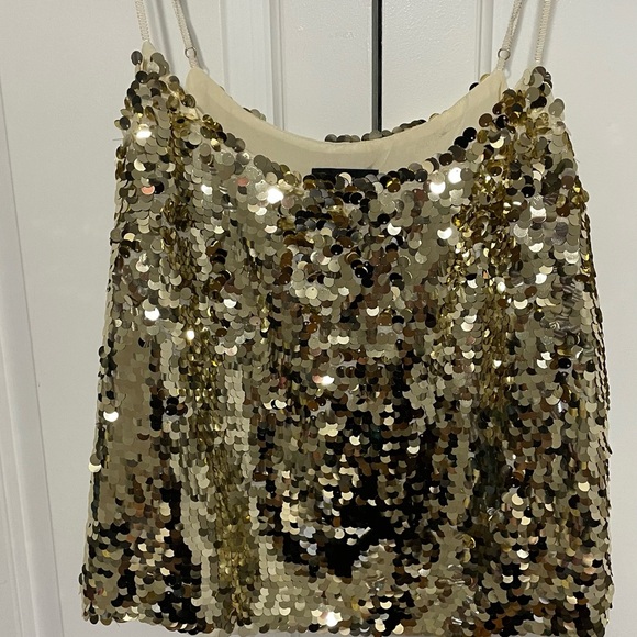 JCREW Sequin Top Size M/ Color Gold - Picture 2 of 3